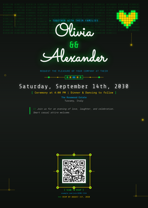 Binary Love invitation template